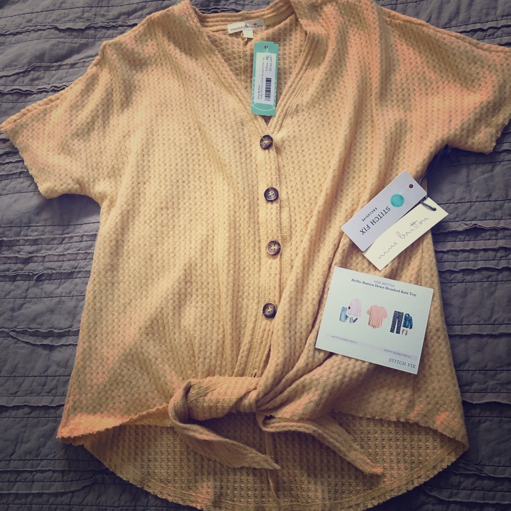 Nine Britton Hollie Button Down Brushed Knit Top